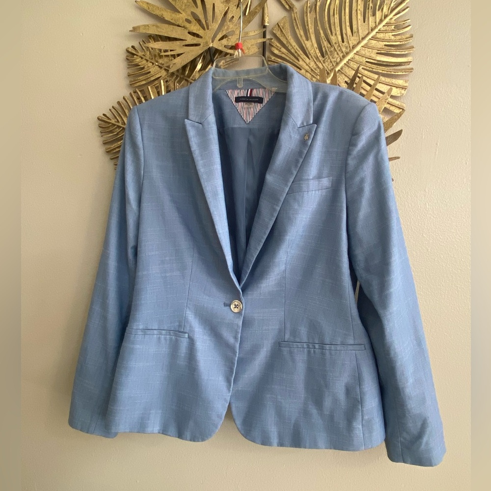 Tommy Hilfiger Light Blue Shirt with Striped Accent